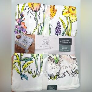 The Farmhouse Rachel Ashwell Easter Bunny Floral Tablecloth 60”x 104” New Oblong